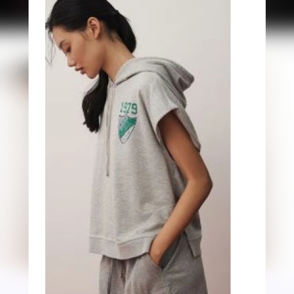 DAILY PRACTICE By Anthropologie Team Spirit Sleeveless Hooded Sweatshirt.XL NWT - Picture 3 of 12
